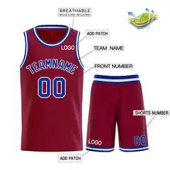 Classic Sets Curved Maroon Royal White Basketball Jersey 3