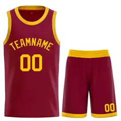 Classic Sets Curved Maroon Yellow Basketball Jersey