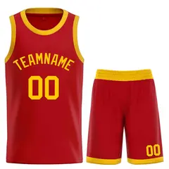 Classic Sets Curved Red Orange Basketball Jersey 1