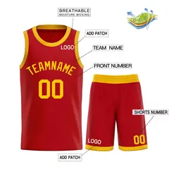 Classic Sets Curved Red Orange Basketball Jersey 3