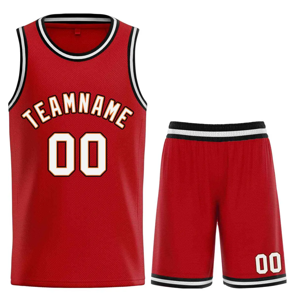 Classic Sets Curved Red White Orange Basketball Jersey