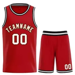 Classic Sets Curved Red White Orange Basketball Jersey 1