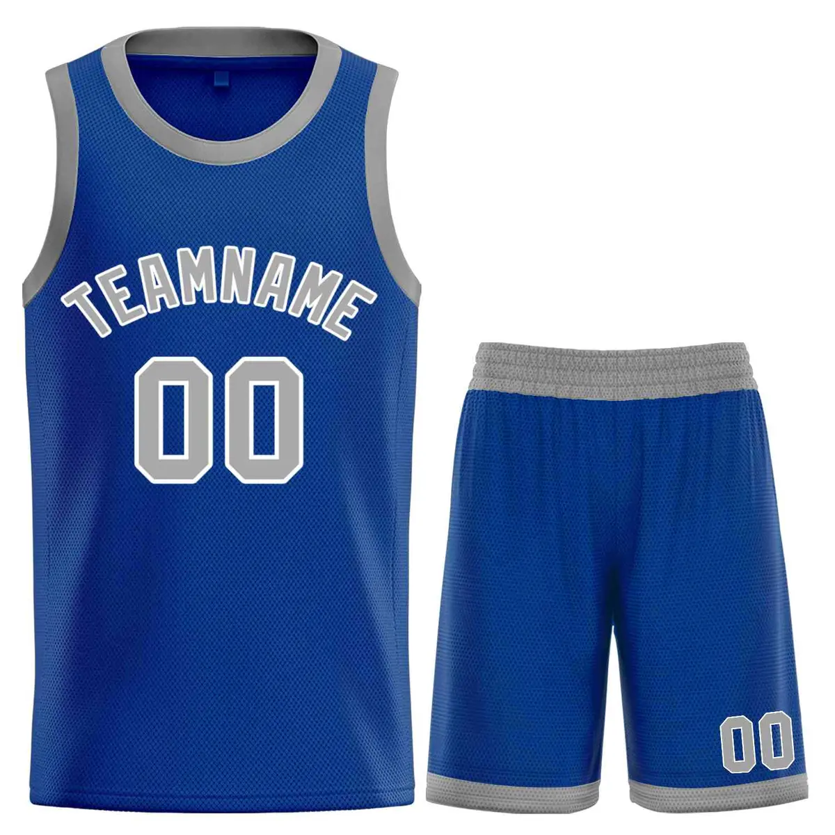 Classic Sets Curved Royal Gray White Basketball Jersey
