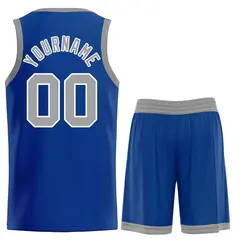 Classic Sets Curved Royal Gray White Basketball Jersey 2