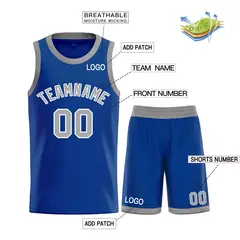 Classic Sets Curved Royal Gray White Basketball Jersey 3