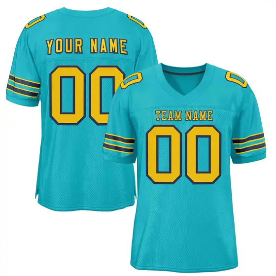 Classic Style Aqua Gold-Navy Authentic Football Jersey