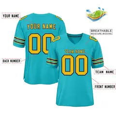 Classic Style Aqua Gold-Navy Authentic Football Jersey 2