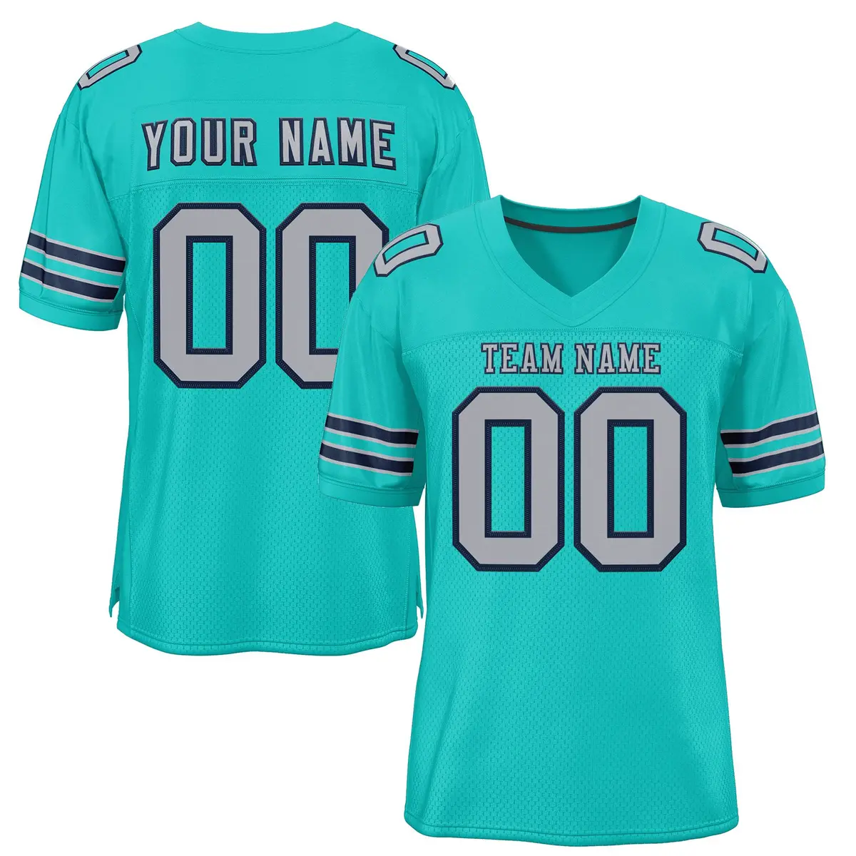Classic Style Aqua Gray-Navy Authentic Football Jersey