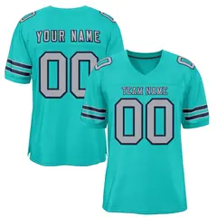 Classic Style Aqua Gray-Navy Authentic Football Jersey 1