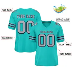 Classic Style Aqua Gray-Navy Authentic Football Jersey 2