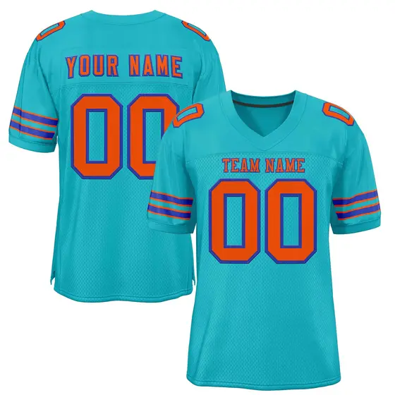 Classic Style Aqua Orange-Royal Authentic Football Jersey