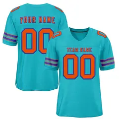 Classic Style Aqua Orange-Royal Authentic Football Jersey 1