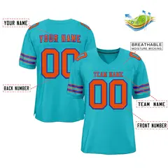 Classic Style Aqua Orange-Royal Authentic Football Jersey 2