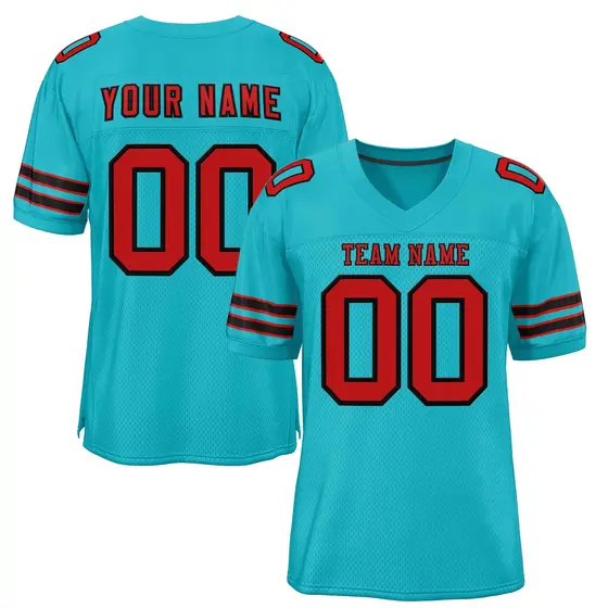 Classic Style Aqua Red-Black Authentic Football Jersey