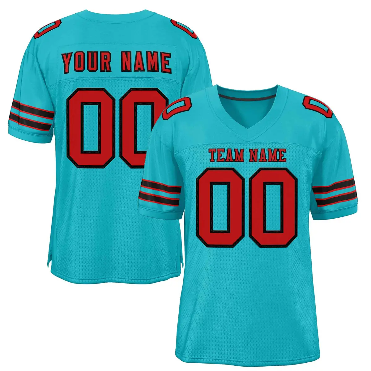 Classic Style Aqua Red-Black Authentic Football Jersey