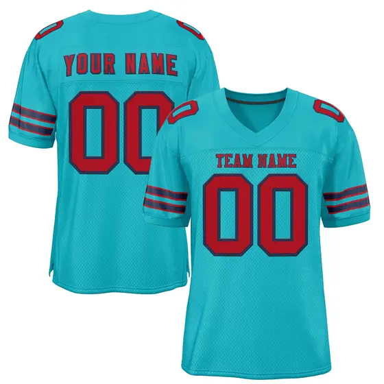Classic Style Aqua Red-Navy Authentic Football Jersey
