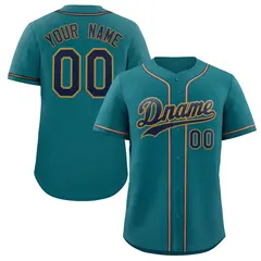 Classic Style Aqua Royal-Old Gold Baseball Jersey