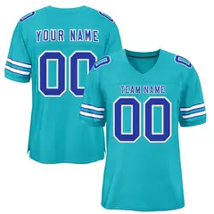 Classic Style Aqua Royal-White Authentic Football Jersey 1