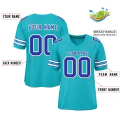 Classic Style Aqua Royal-White Authentic Football Jersey 2