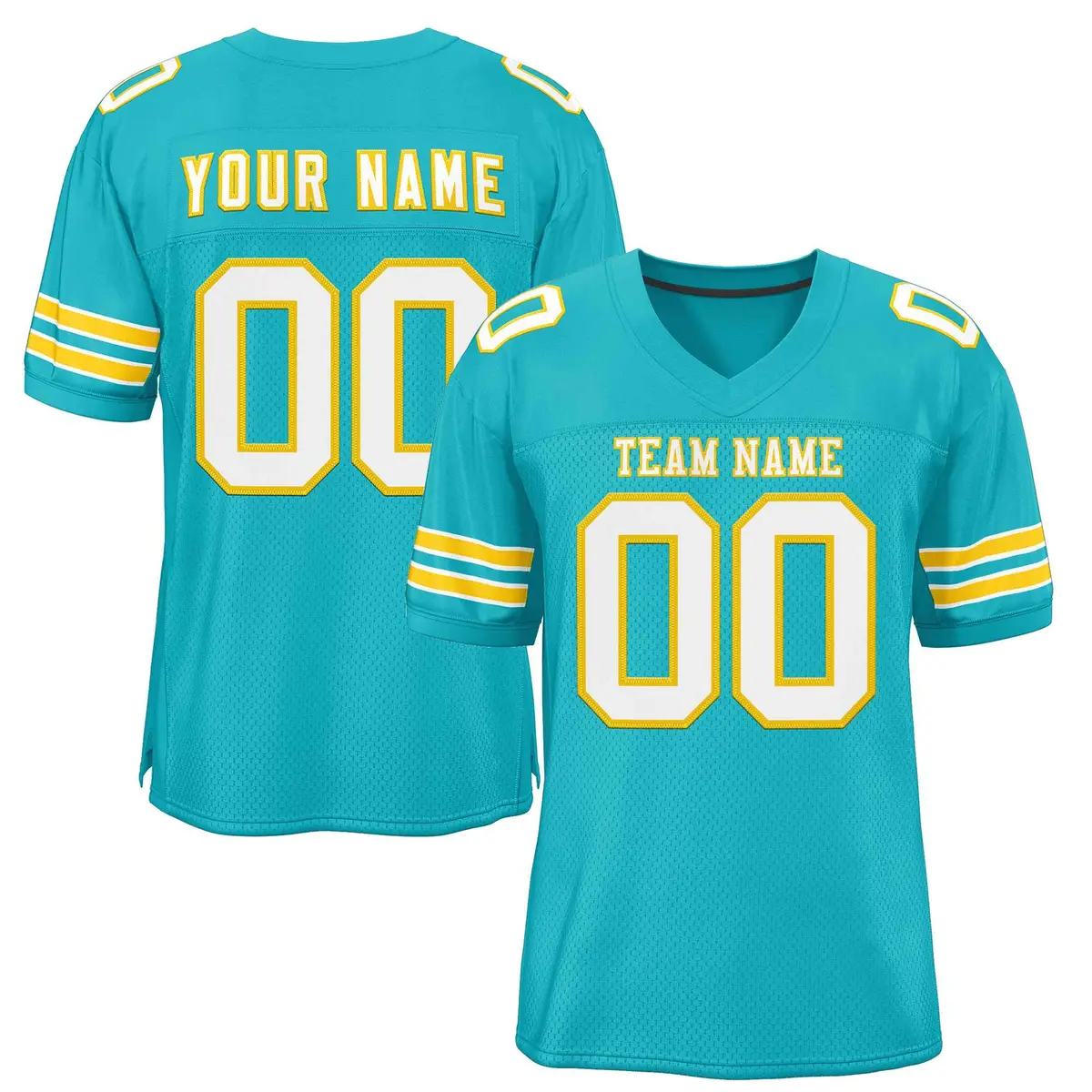 Classic Style Aqua White-Gold Authentic Football Jersey