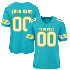 Classic Style Aqua White-Gold Authentic Football Jersey 1