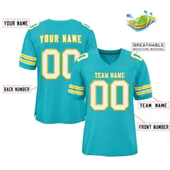 Classic Style Aqua White-Gold Authentic Football Jersey 2