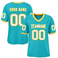 Classic Style Aqua White-Gold Authentic Football Jersey 1