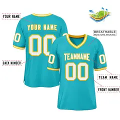 Classic Style Aqua White-Gold Authentic Football Jersey 2