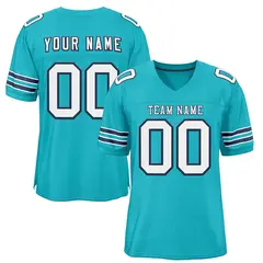 Classic Style Aqua White-Navy Authentic Football Jersey 1