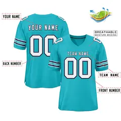 Classic Style Aqua White-Navy Authentic Football Jersey 2