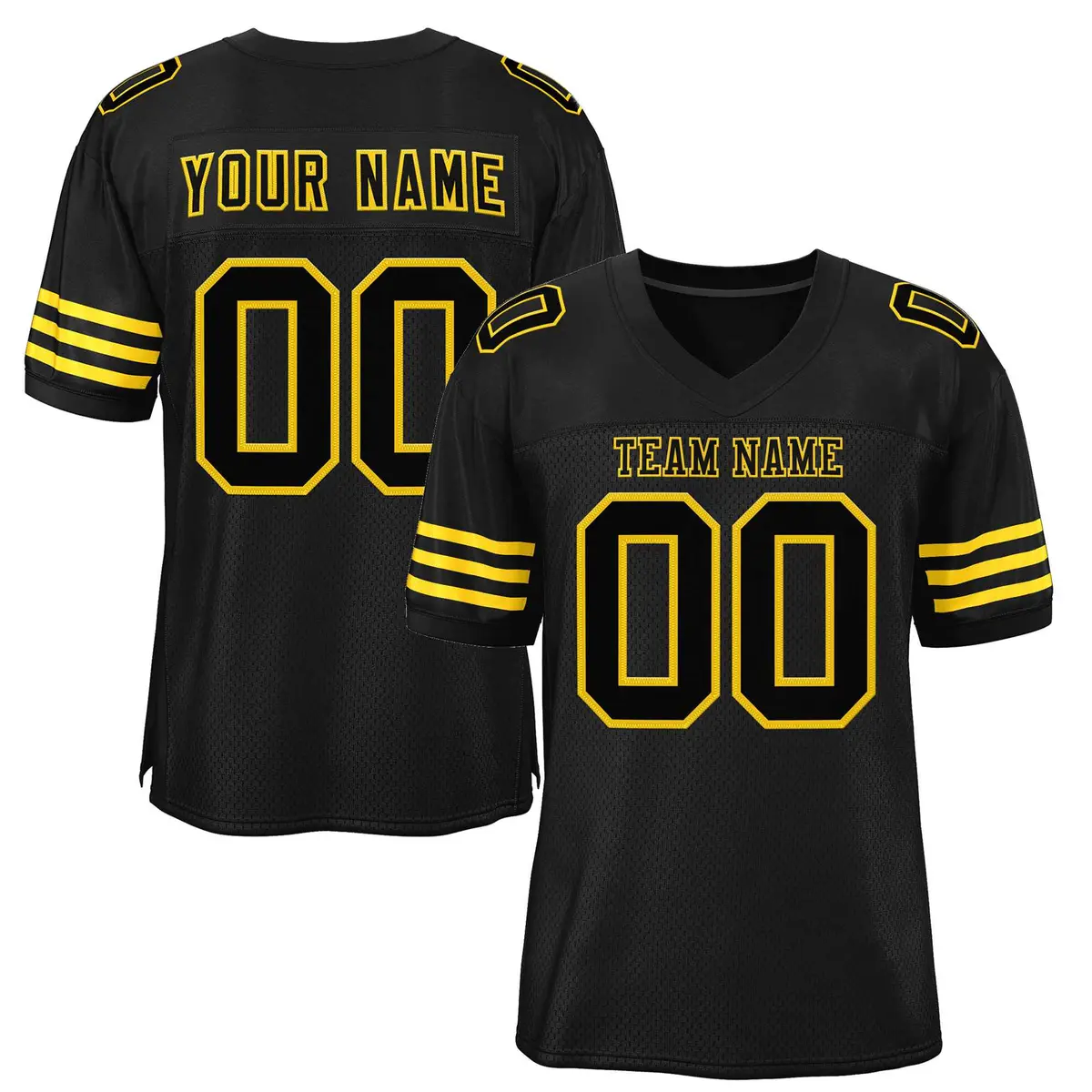 Classic Style Black Black-Gold Authentic Football Jersey
