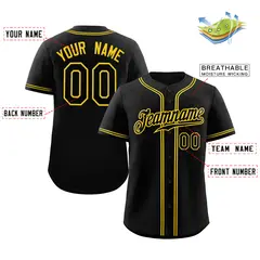 Classic Style Black Gold Baseball Jersey 2
