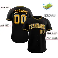 Classic Style Black Gold-White Baseball Jersey 2