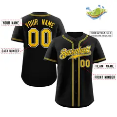Classic Style Black Gold-White Baseball Jersey 2