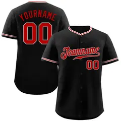 Classic Style Black Red-Gray Baseball Jersey 1
