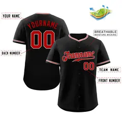 Classic Style Black Red-Gray Baseball Jersey 2