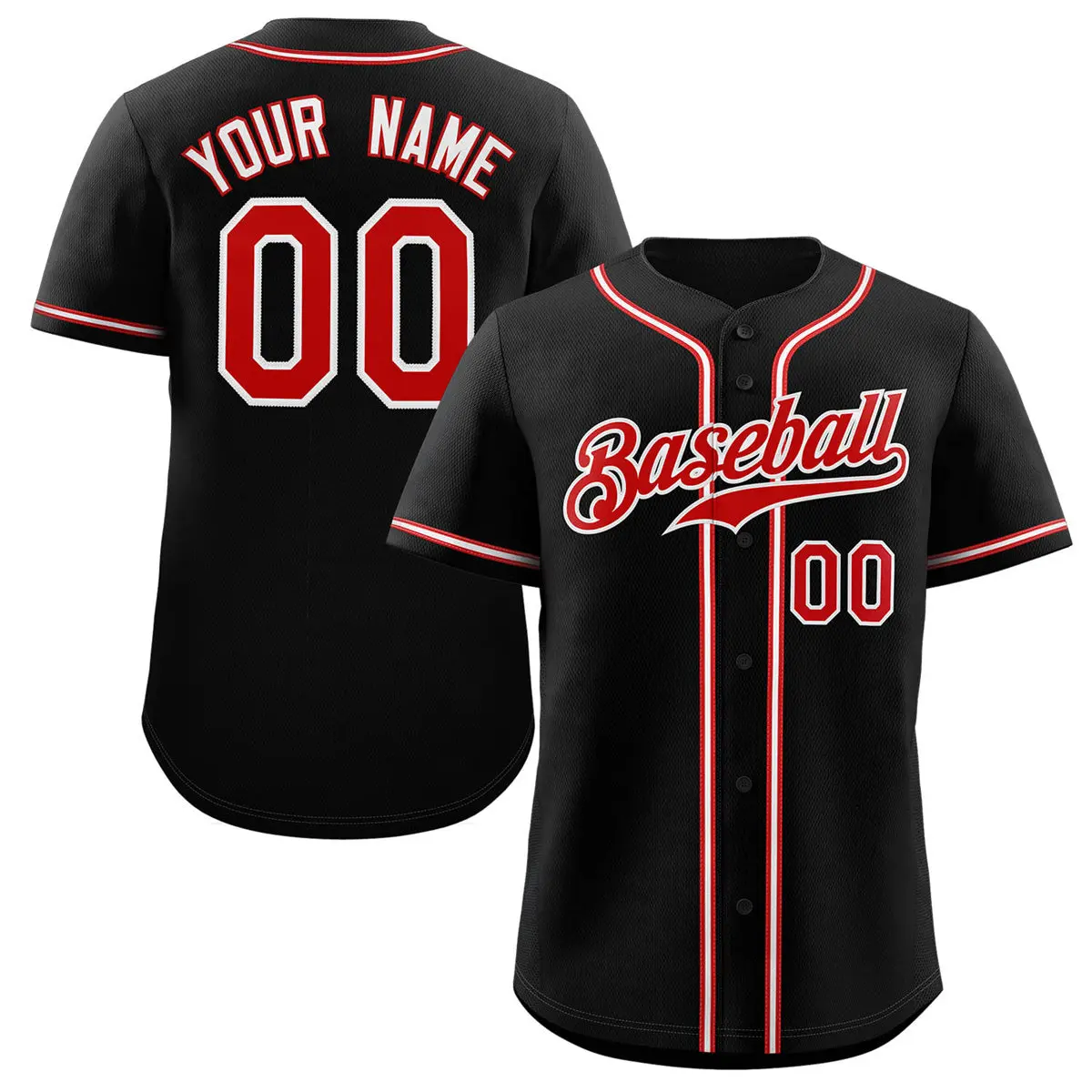 Classic Style Black Red-Gray Baseball Jersey
