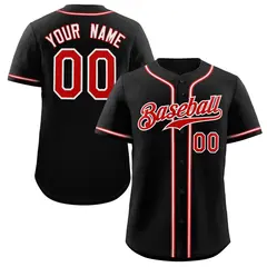 Classic Style Black Red-Gray Baseball Jersey