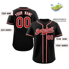 Classic Style Black Red-Gray Baseball Jersey 2