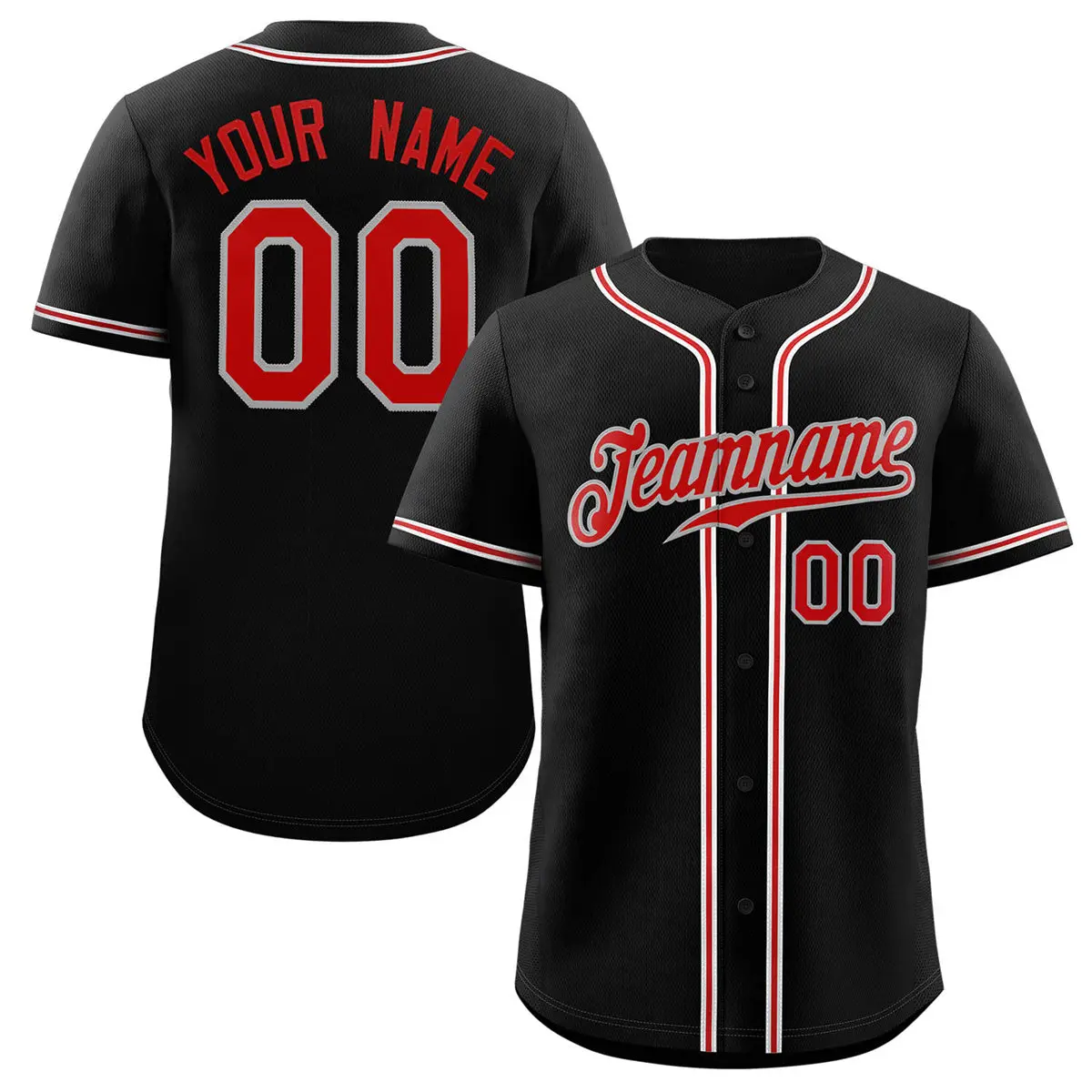 Classic Style Black Red-Gray Baseball Jersey