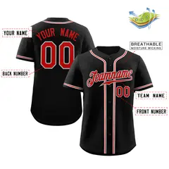 Classic Style Black Red-Gray Baseball Jersey 2