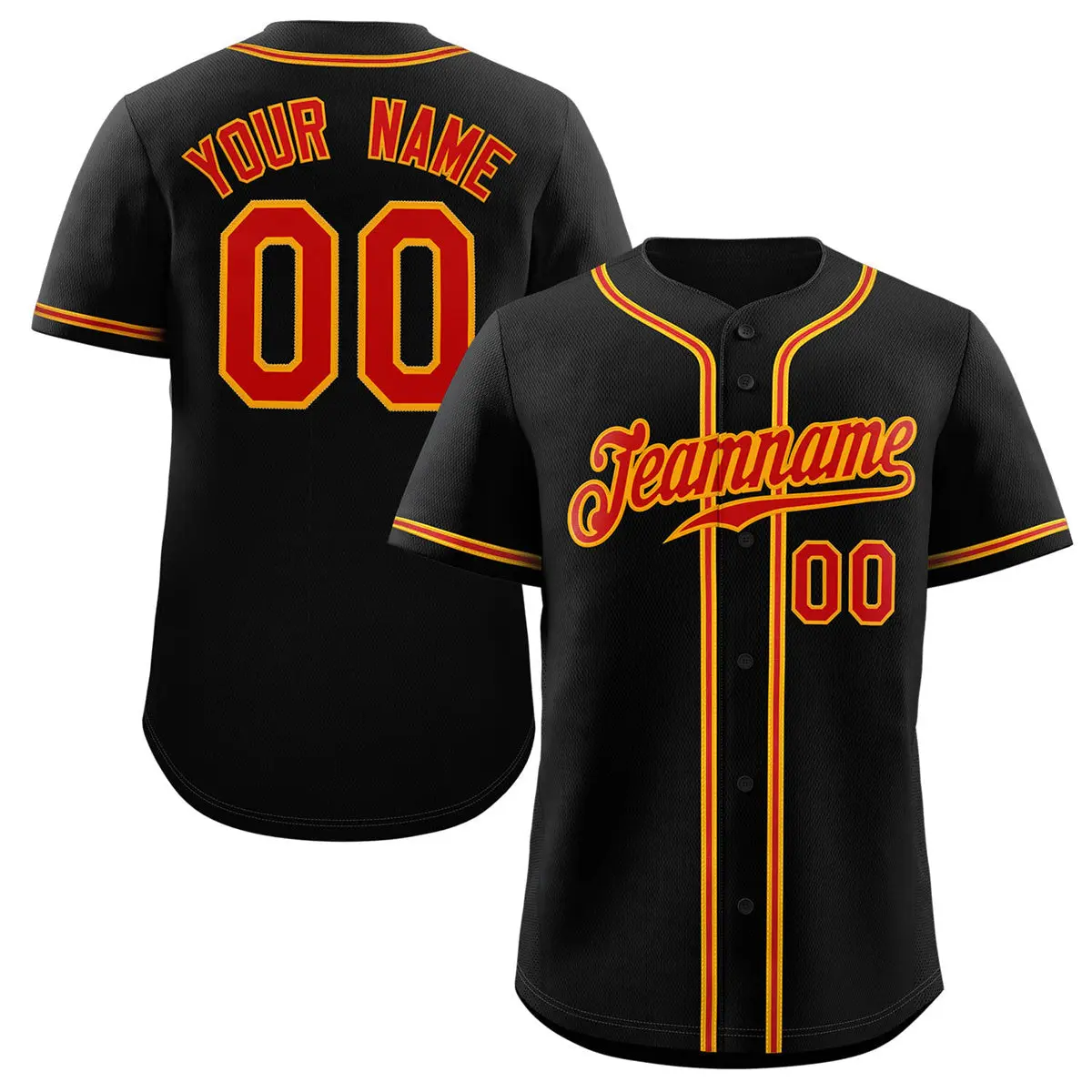 Classic Style Black Red-Orange Baseball Jersey