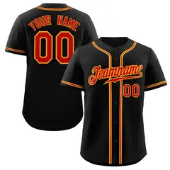 Classic Style Black Red-Orange Baseball Jersey