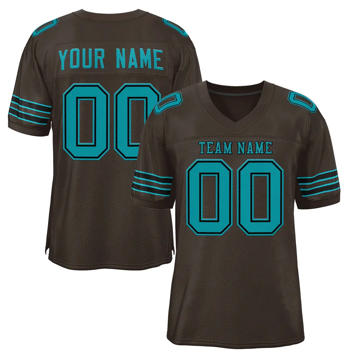 Classic Style Brown Aqua-Black Authentic Football Jersey