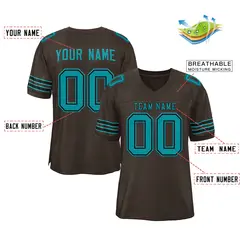 Classic Style Brown Aqua-Black Authentic Football Jersey 2