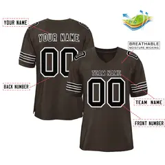 Classic Style Brown Black-White Authentic Football Jersey 2