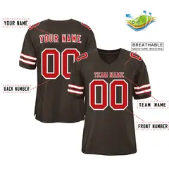 Classic Style Brown Red-White Authentic Football Jersey 2