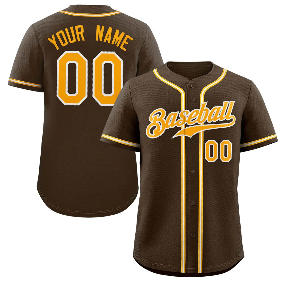 Classic Style Brown Yellow-Gray Baseball Jersey
