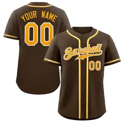 Classic Style Brown Yellow-Gray Baseball Jersey