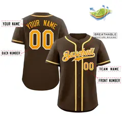 Classic Style Brown Yellow-Gray Baseball Jersey 2
